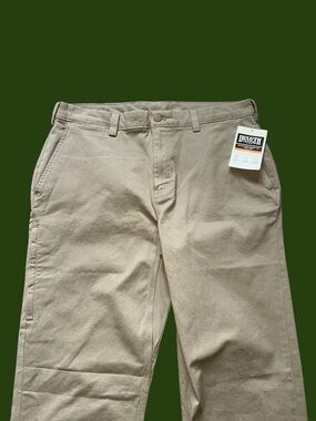 NWT Duluth Trading co. Men’s Slim Fit Flat Front Chino Khaki’s Flex 34x36/34x35